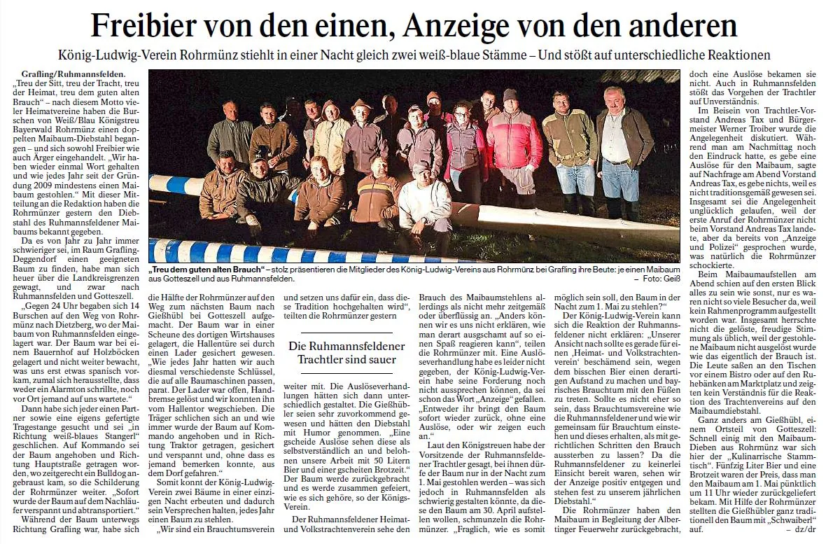 Freibier von den einen, Anzeige von den anderen
