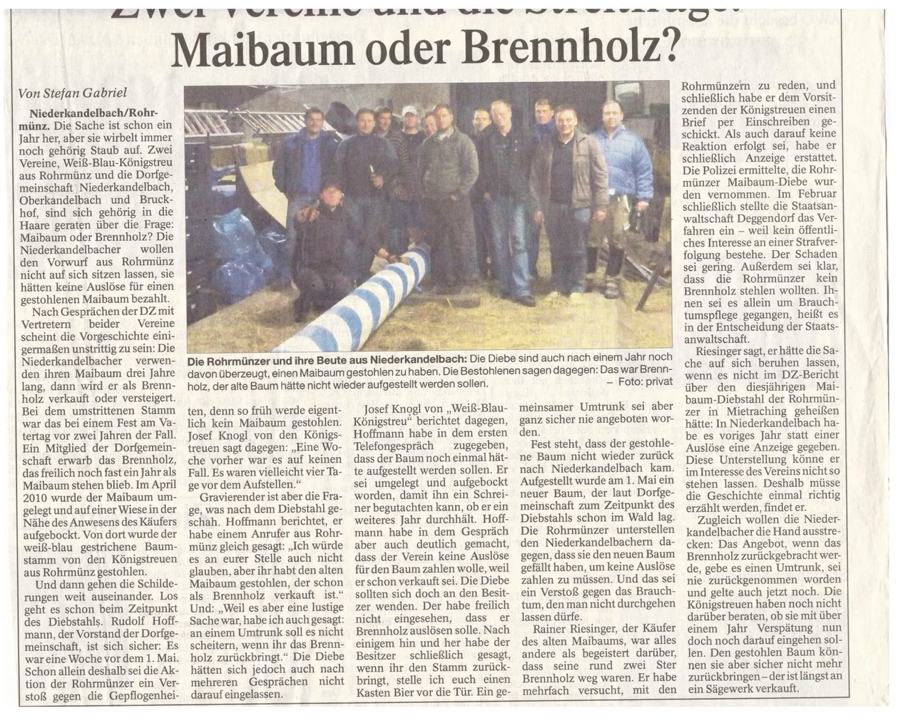 Zwei Vereine und die ewige Frage:Maibaum oder Brennholz?